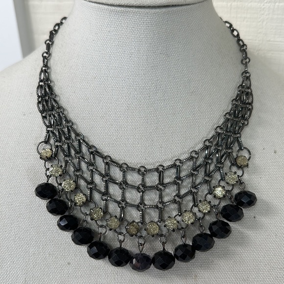Older gunmetal gray chain mail style drippy necklace - Picture 1 of 4